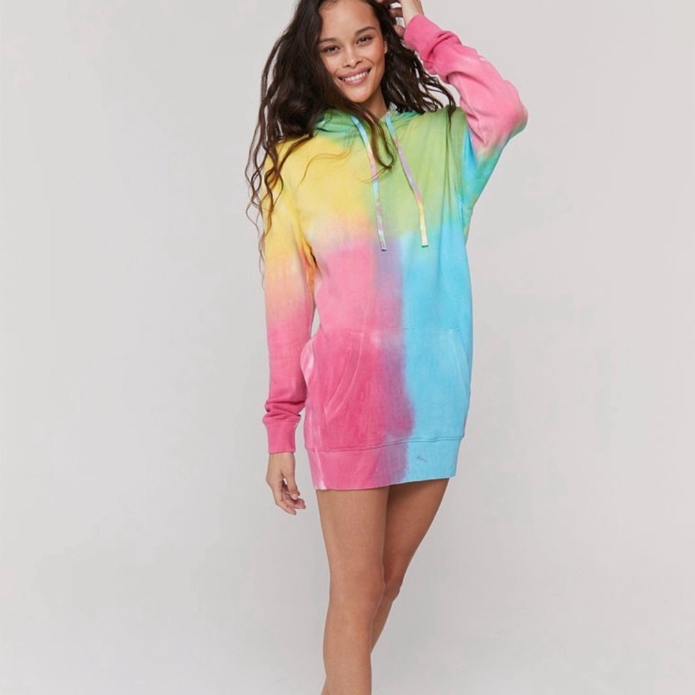 Colorful Tie-Dye Hoodie Dress